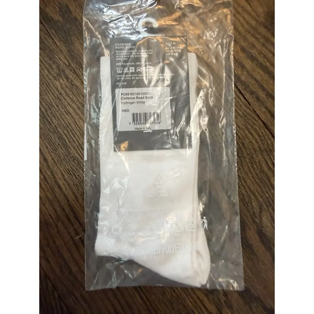 POC White Cadence Road Cycling Sock Men's Sz M 8-9 NWT